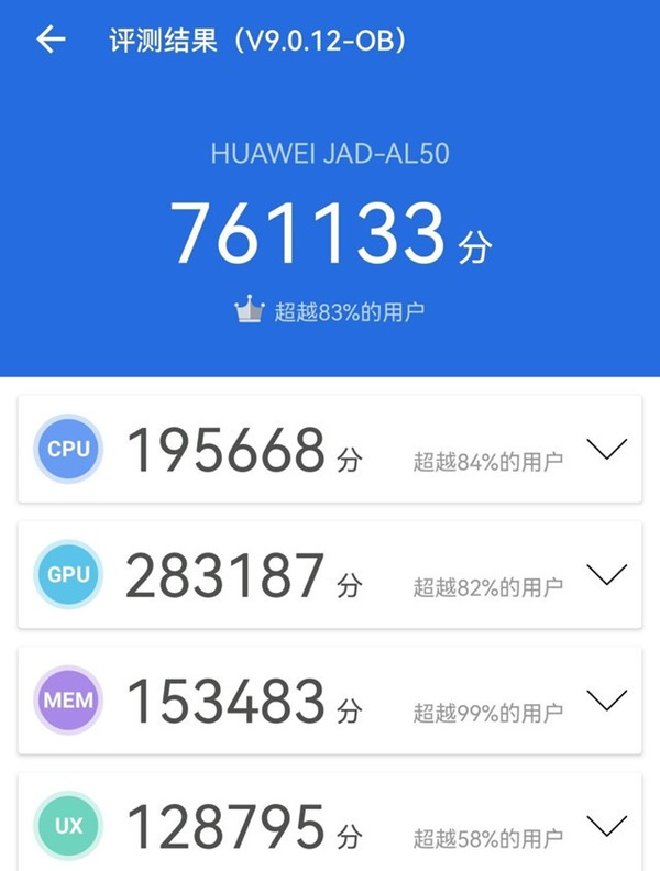 华为p50pro跑分成绩是多少