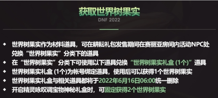 DNF世界树果实怎么得